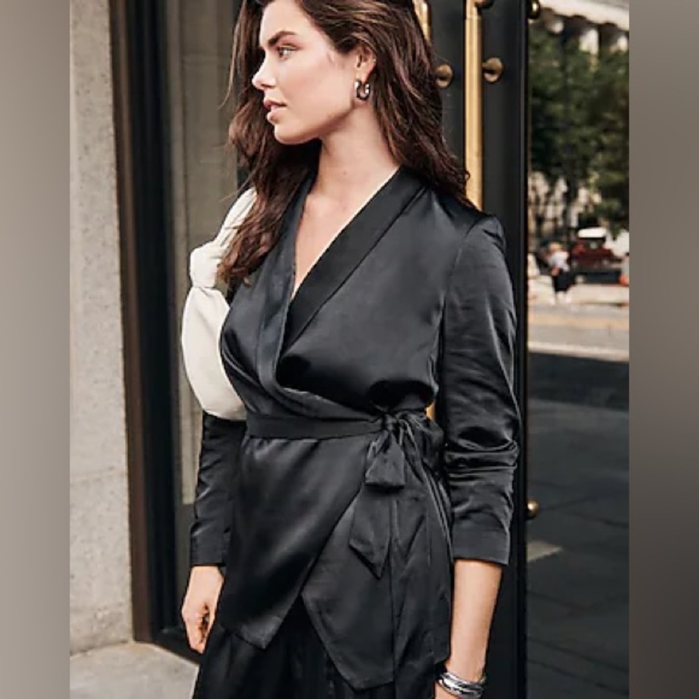 Express Satin Tie Front Blazer